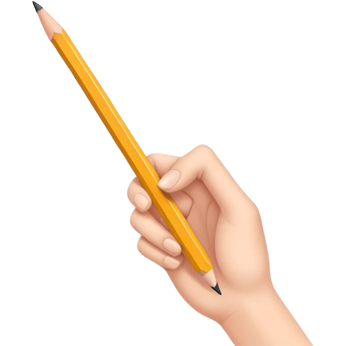 hands holding a pencil and drawing, simple and friendly emoji