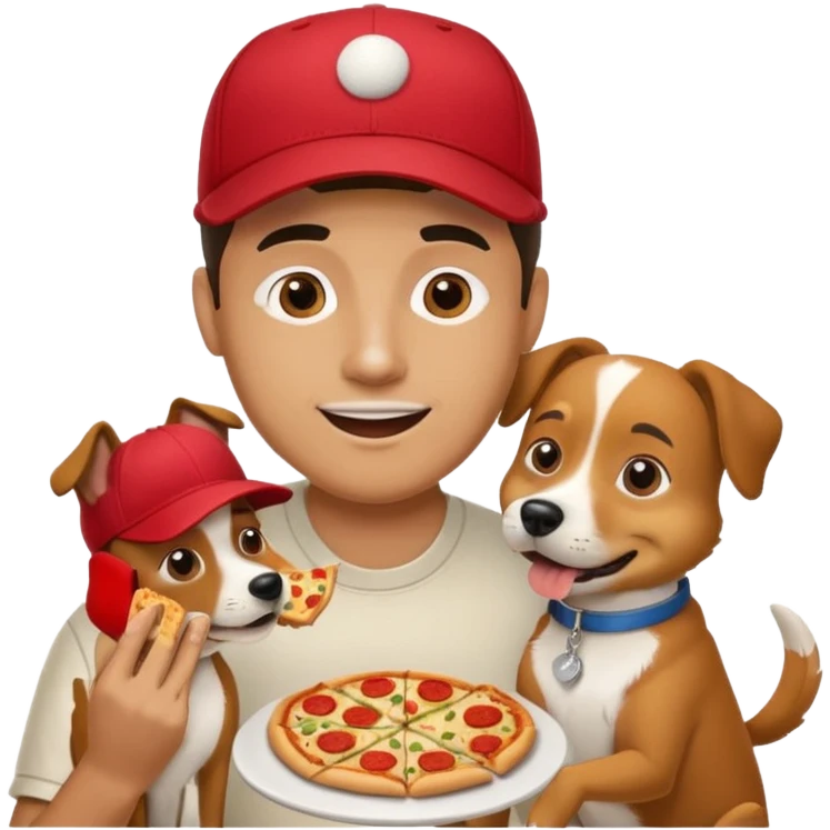 Man eating pizza with dog  emoji