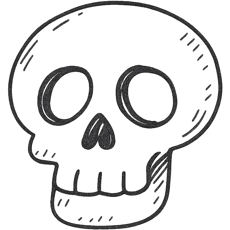 cartoon skull hand drawn outline icon emoji