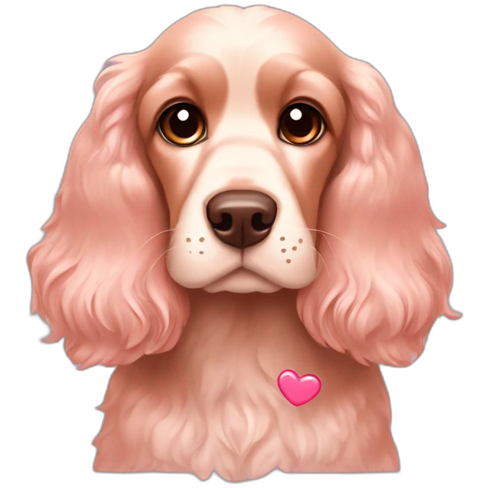 Light soft pink cocker spaniel with brown eyes is showing a heart with paws emoji