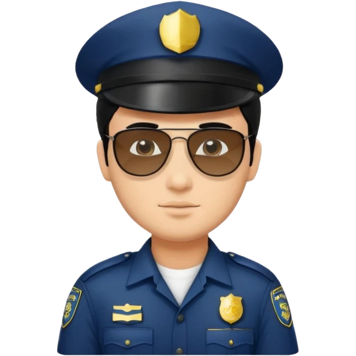 man police with hair style and hats and sun glasses black dress emoji