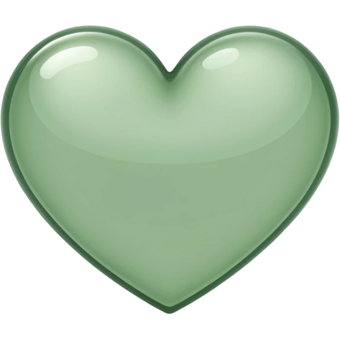sage green heart with transparent bg without highlights, more thin and narrow, basically like this 🩷 shape emoji