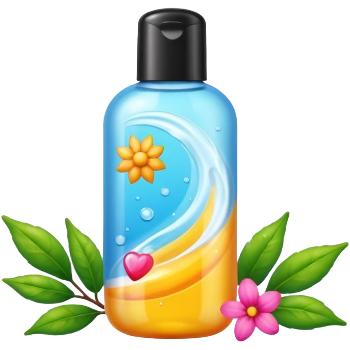 , flower)

bottle of hair care product with seasonal symbols around emoji