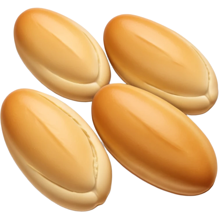 four plump smooth quenelles in a neat row, pale golden-beige, no plate or extras, soft lighting, subtle shadows, emoji scale emoji