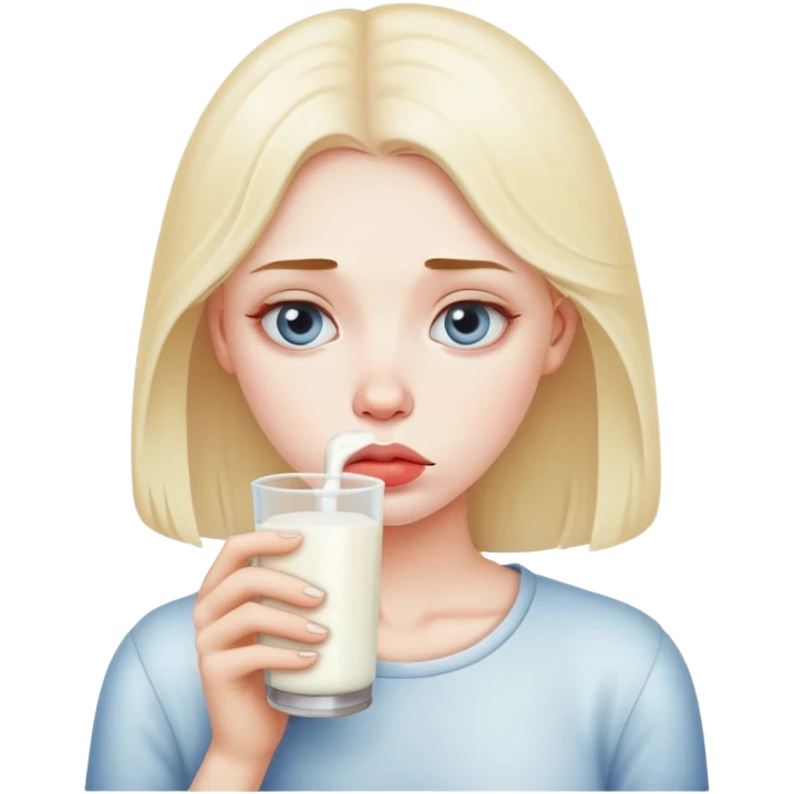 A women  with milk on lips sad  emoji