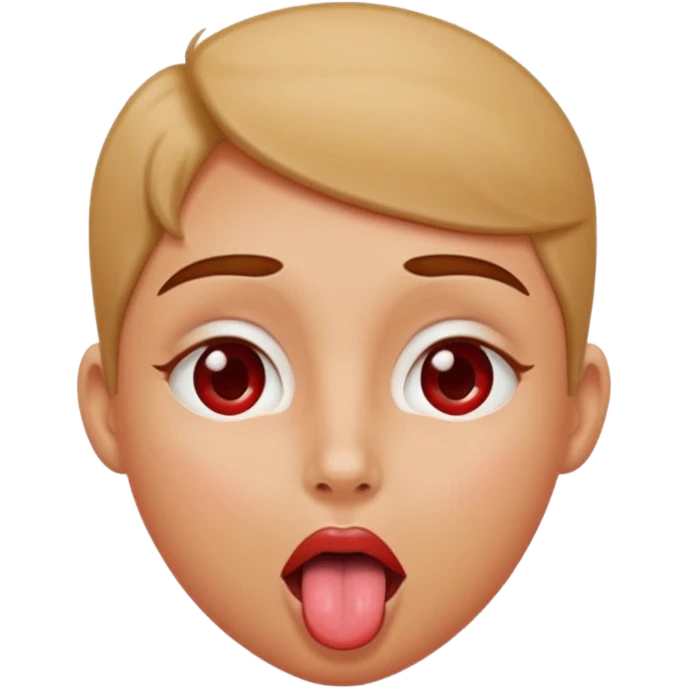 Sexy face with one tongue out, red cheeks, eyes rolled back into head in pleasure emoji