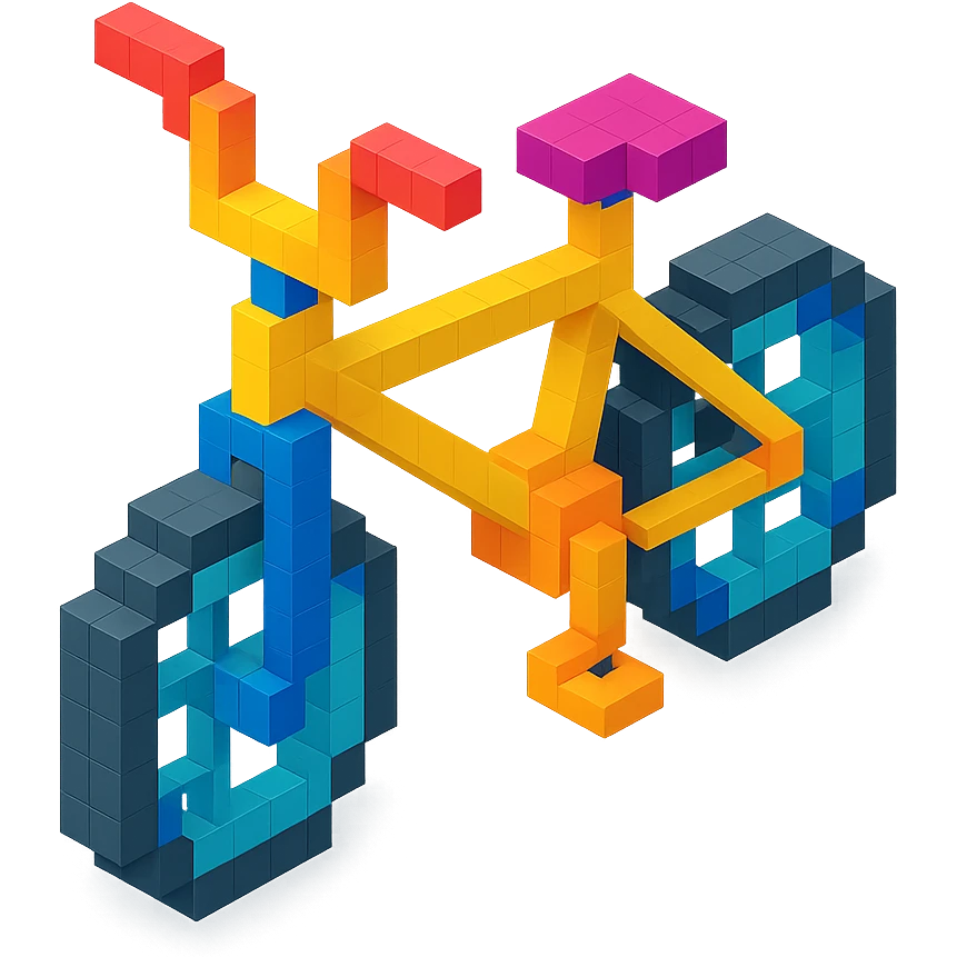 isometric view of a BMX bicycle in voxel style emoji