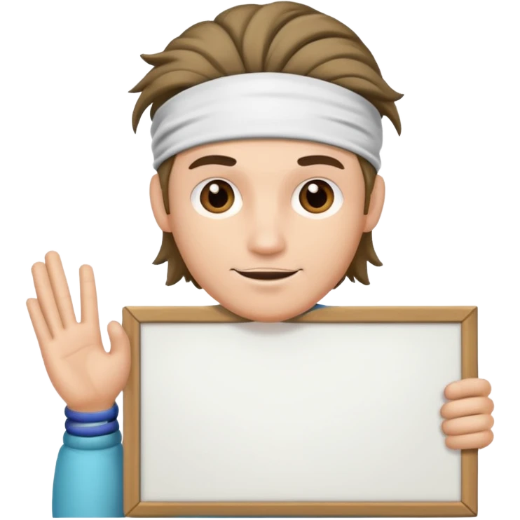 A hair band guy holding a large blank sign emoji