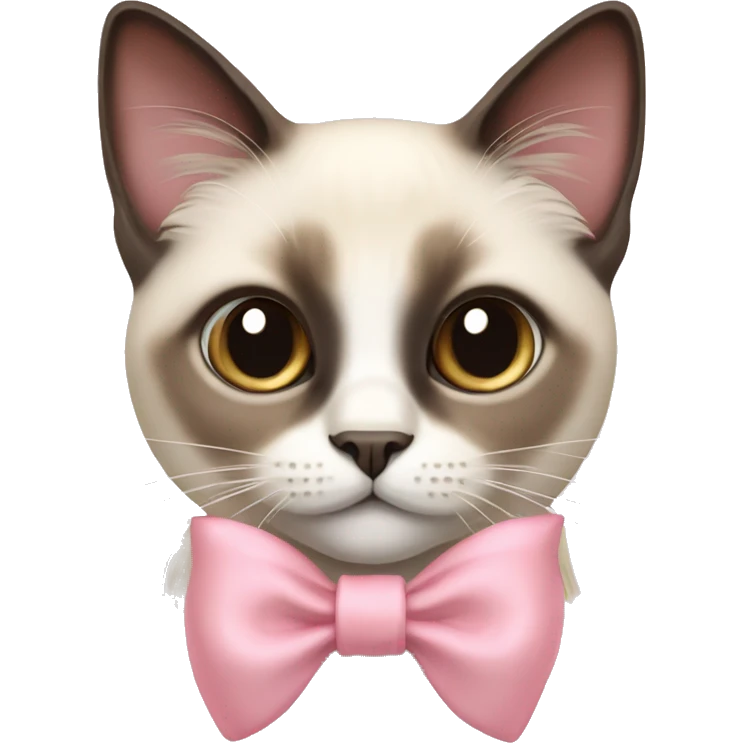 Long haired Siamese cat with pastel pink bow emoji