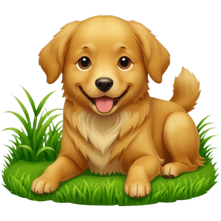 dog eating grass emoji