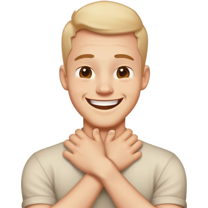 Arms crossed holding neck laughing guy  emoji