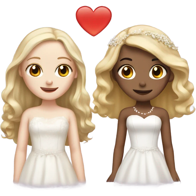 pale girl with brown hair marrying blonde girl emoji