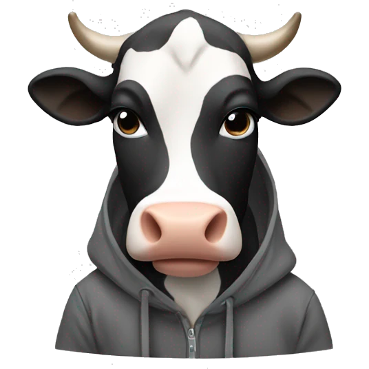 Cow wearing hoodie emoji