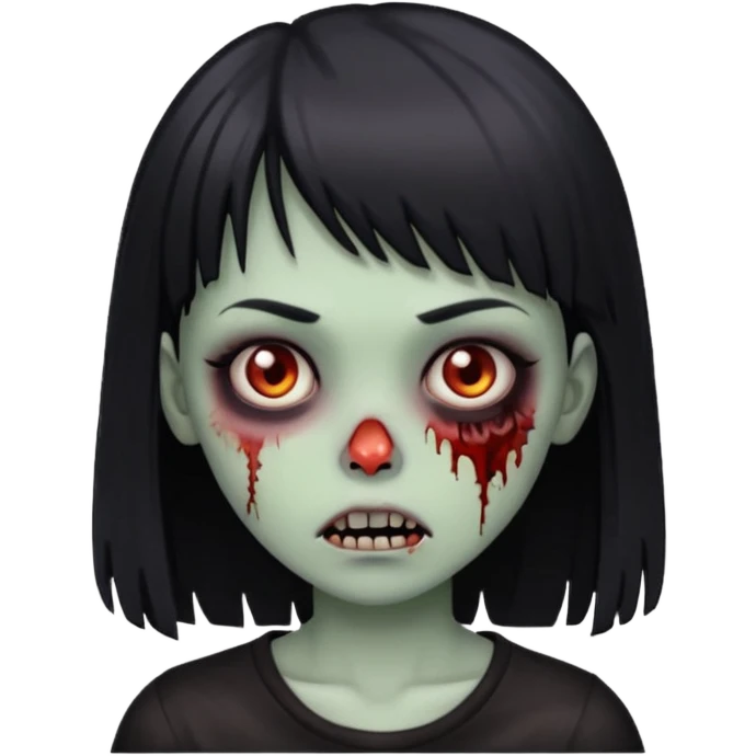 zombie girl with black straight side bang emoji