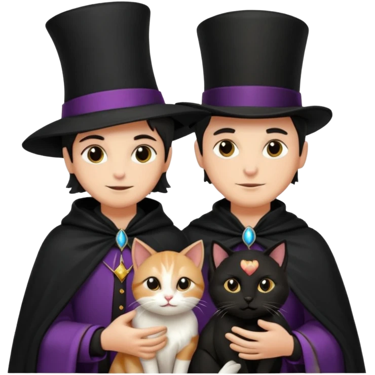 magician couple and their pet cat emoji
