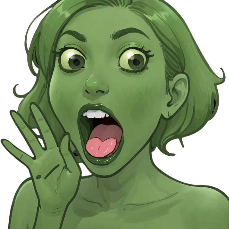 girl with hands on throat and tongue out  emoji