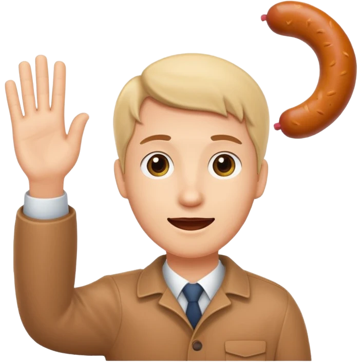 Waving hand with sausage gif emoji
