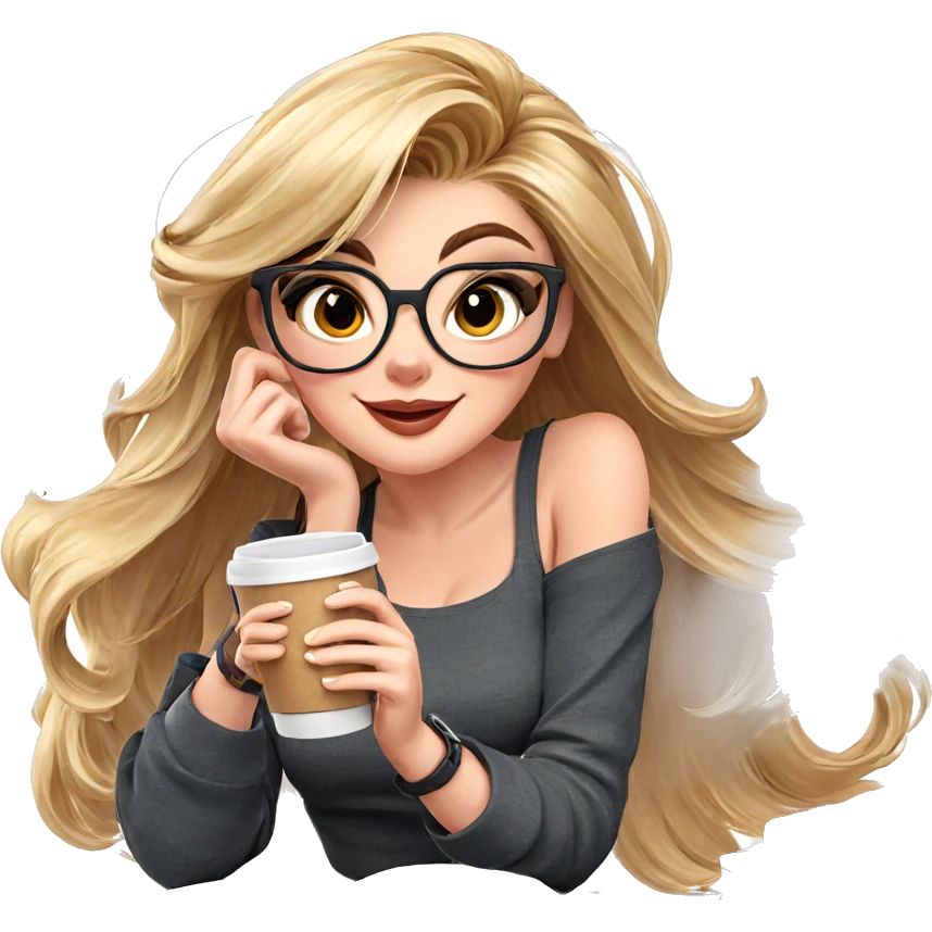 smiling girl with coffee cup emoji