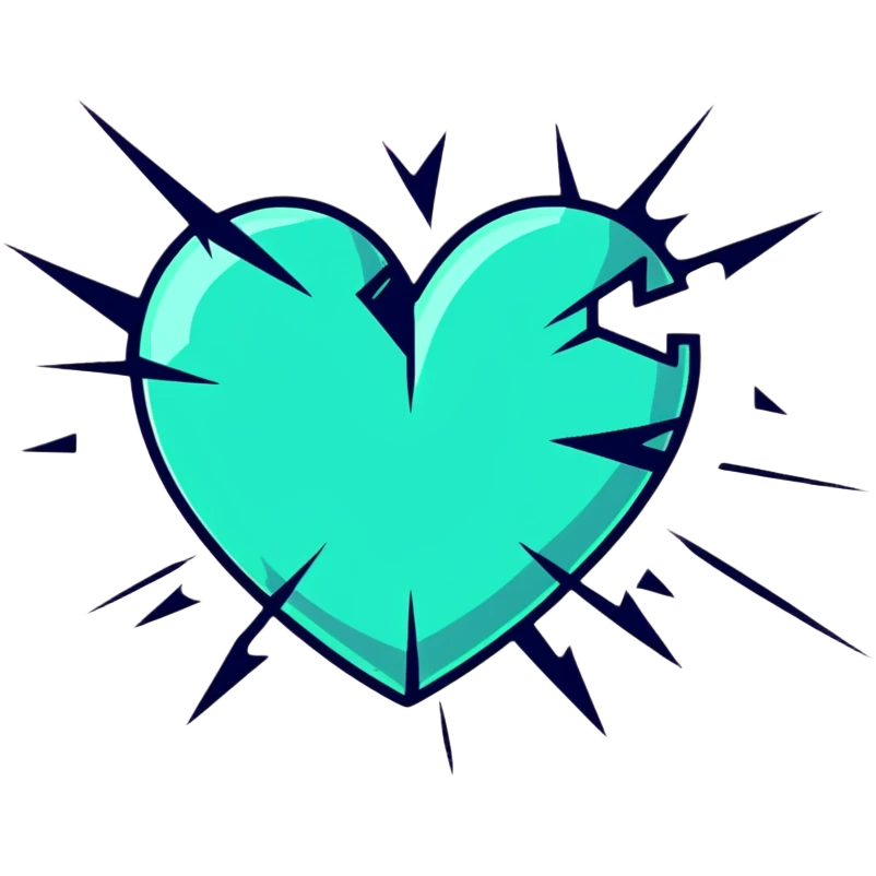shattered heart with pieces falling emoji