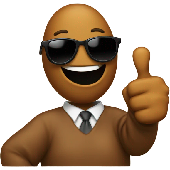 A poop wearing sunglasses with a thumbs up emoji