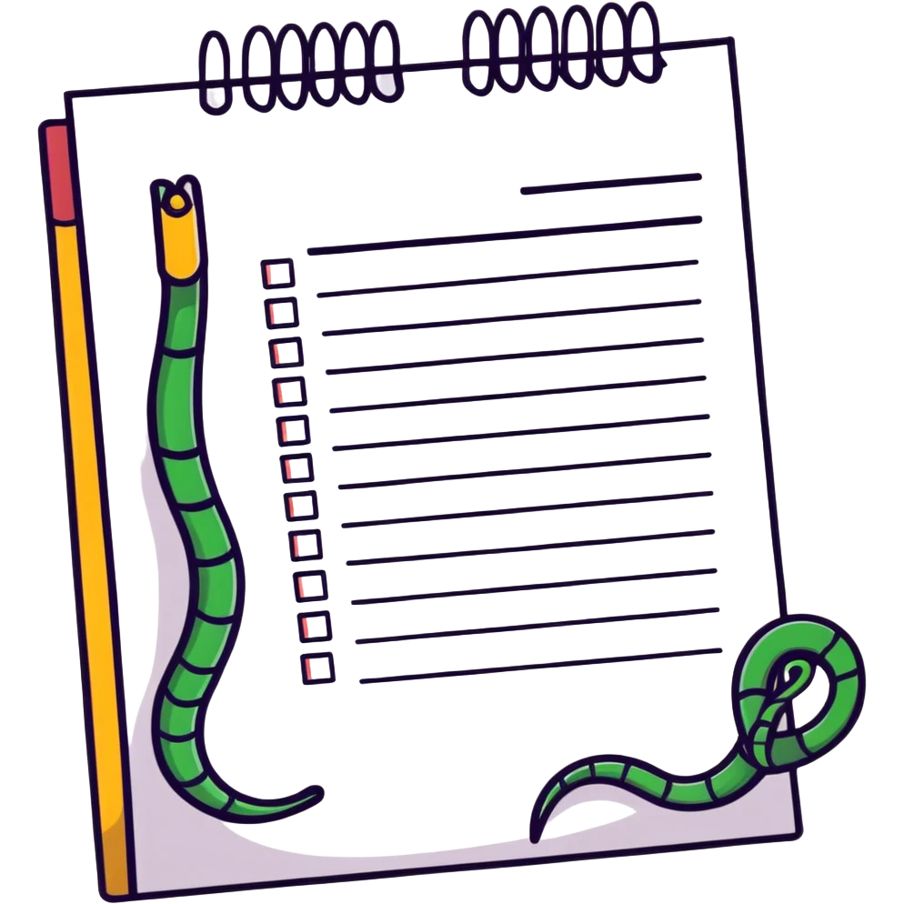 long curling to-do list paper looping up and down like a snake with tiny checkboxes fading into distance emoji