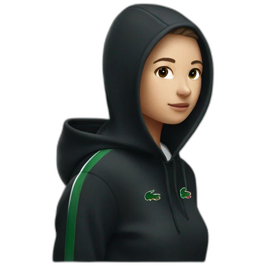 Lacoste bag girl with black lacoste hoodie emoji