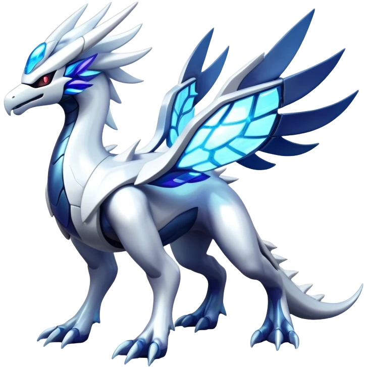 Iridescent Futuristic Modern Epic Legendary Shiny Cyber-Suicune-Dialga-Lugia-Reshiram-Creature, (full body) emoji