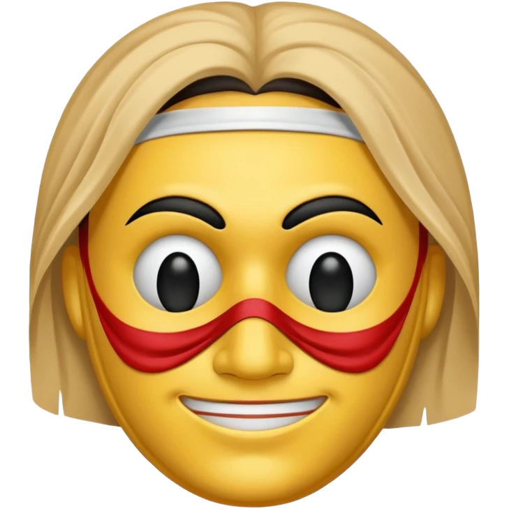Sad face wearing a smiling mask emoji