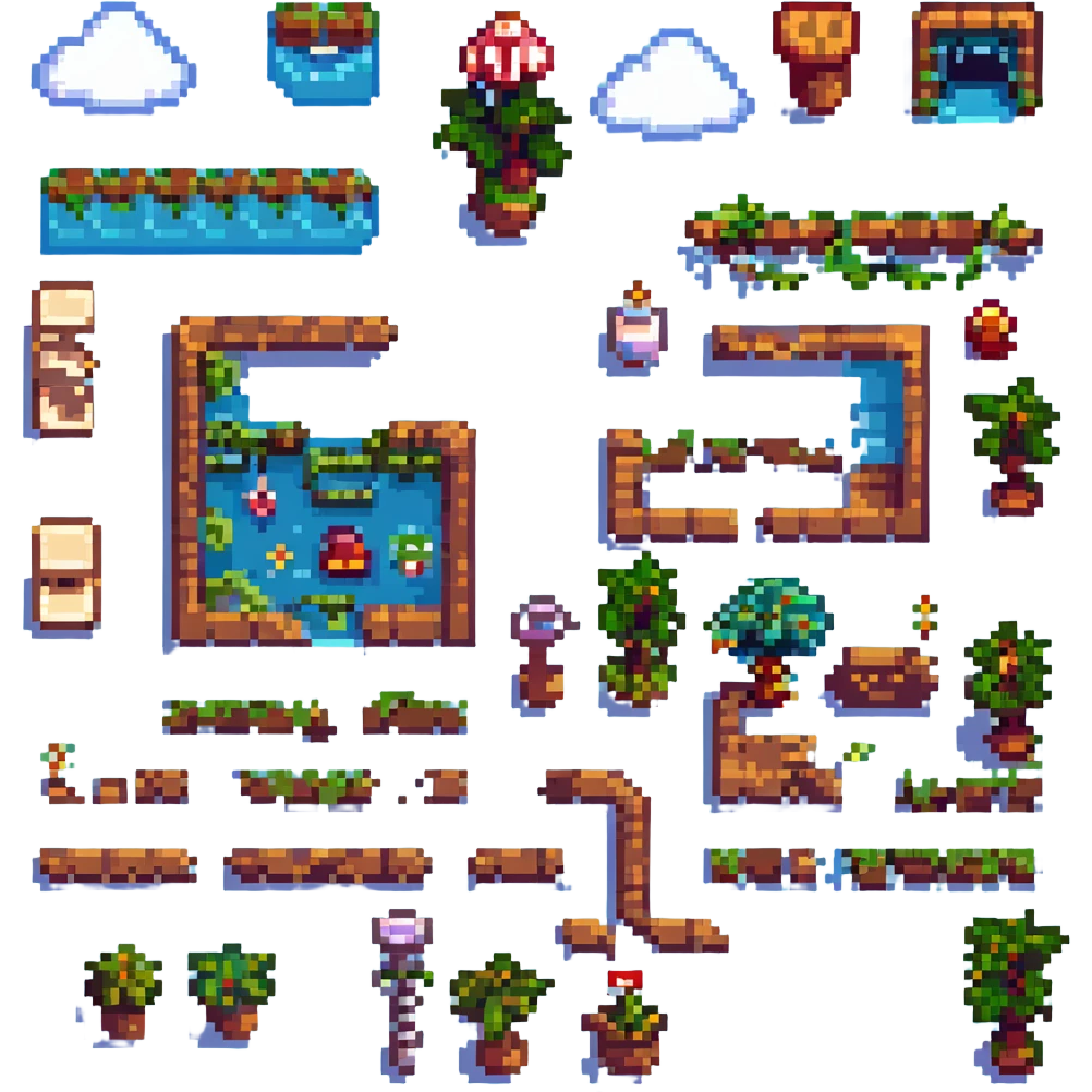 Tilesets, Overworld, Super Mario, 2D plataform, videogame, retro, chiptune. emoji