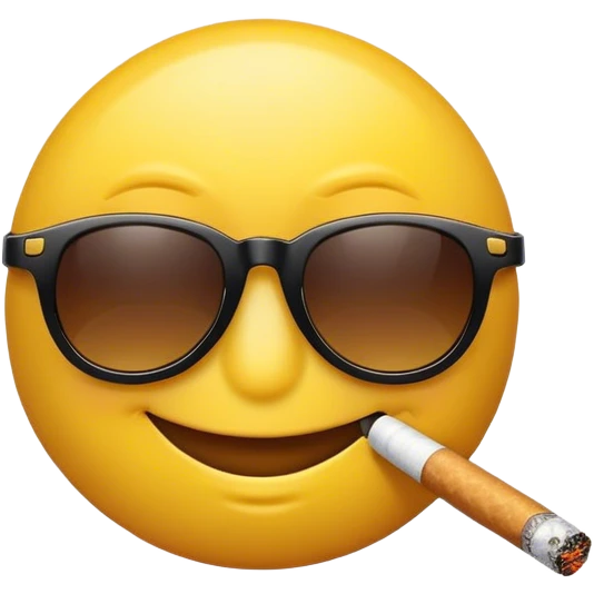 Smiley emoji smoking with cigrette and sunglasses emoji