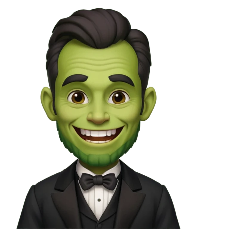 Thrall from World of Warcraft dressed as Abraham Lincoln laughing emoji