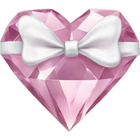 Pastel pink diamond crystal heart with white bow emoji