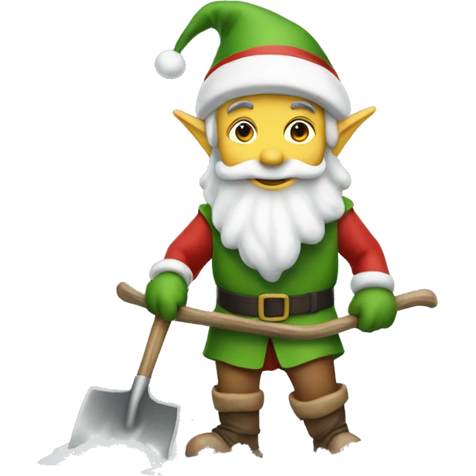Elf shoveling snow emoji