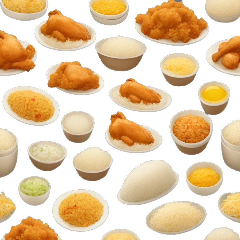 The most common type of food is chicken and rice  emoji