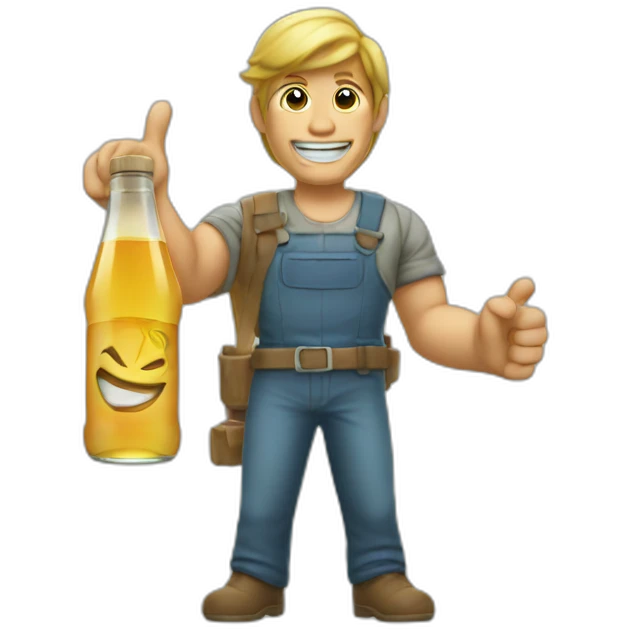 Bottle Apple Juice making victory sign emoji