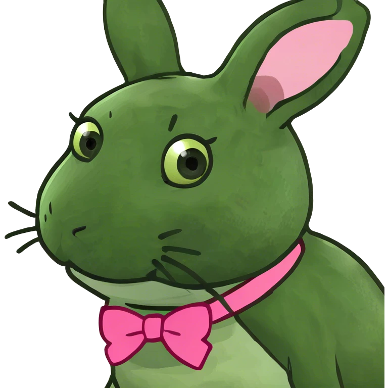 Ein hellbrauner Hase mit einer pinken Schleife  emoji