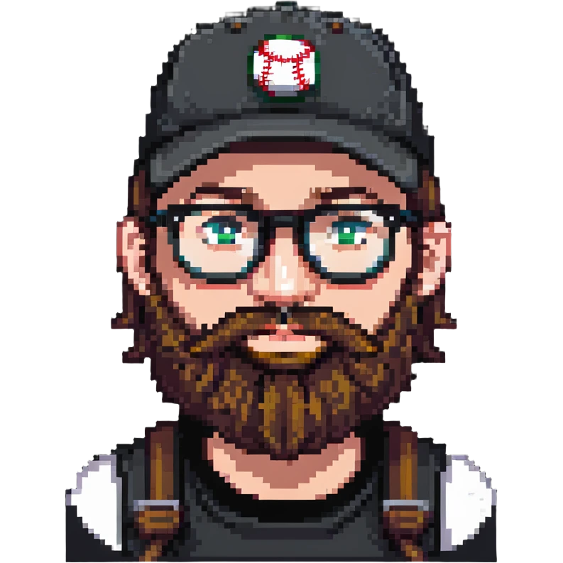adventurer with beard, glasses and backwards baseball cap emoji