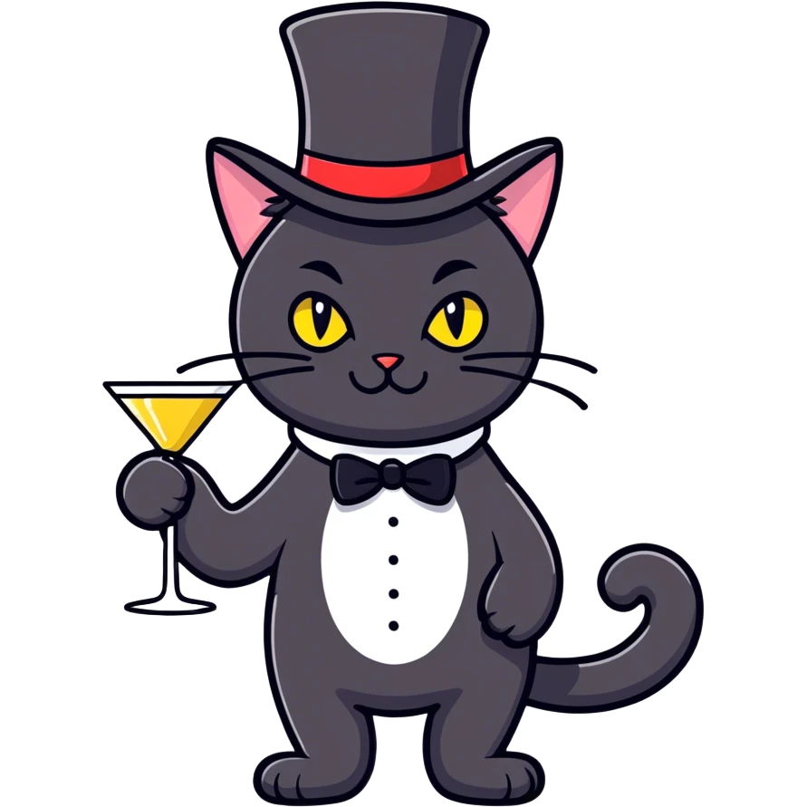 Black cat alcoholic emoji