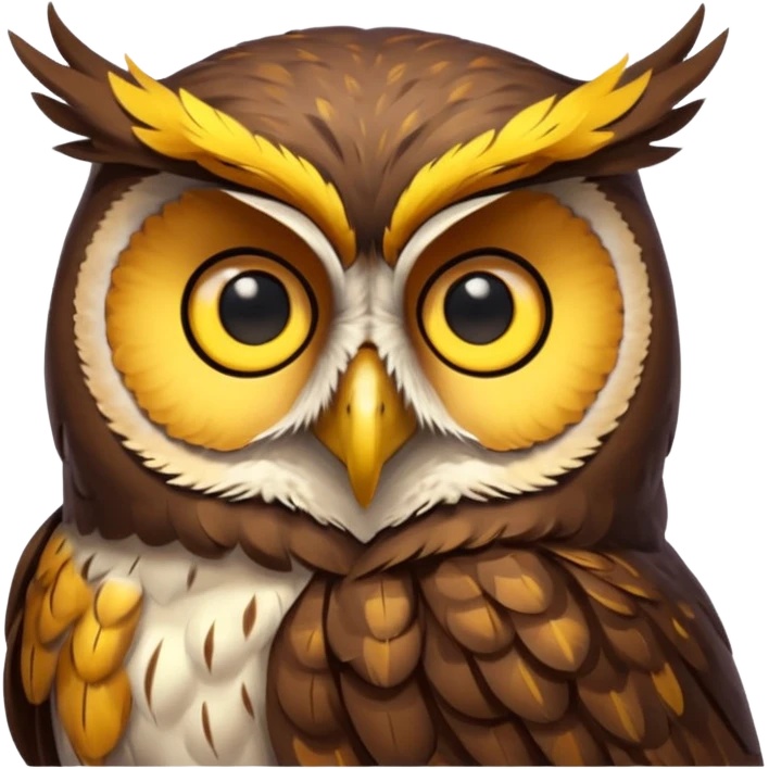 Owl – Wise-looking owl with large eyes, perched calmly emoji