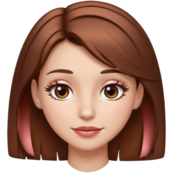 girl with fair skin, brown hair with a few rose gold highlights, and brown eyes, winking emoji