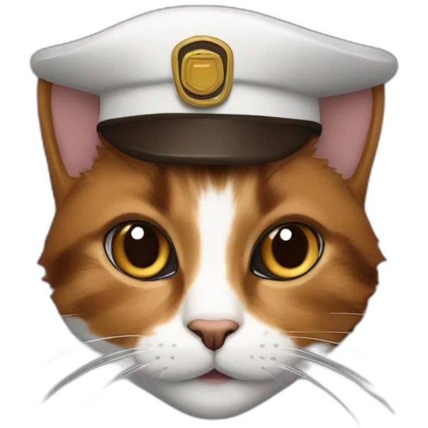 calico cat dark brown fur with pilot hat emoji