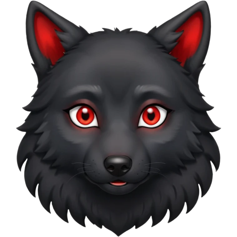 cute black wolf with red eyes with earring emoji