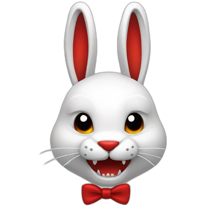 evil white rabbit with sharp fangs with red around mouth emoji
