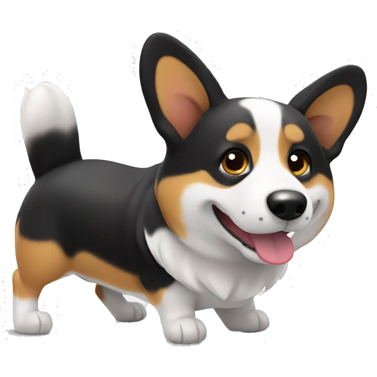 black and white welsch corgi emoji