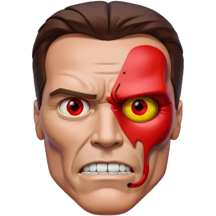 half face metal Terminator Arnold Schwarzenegger Red eyed  emoji