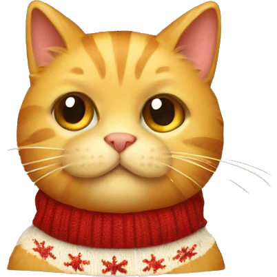 Hairy yellow cat with christmas sweater emoji