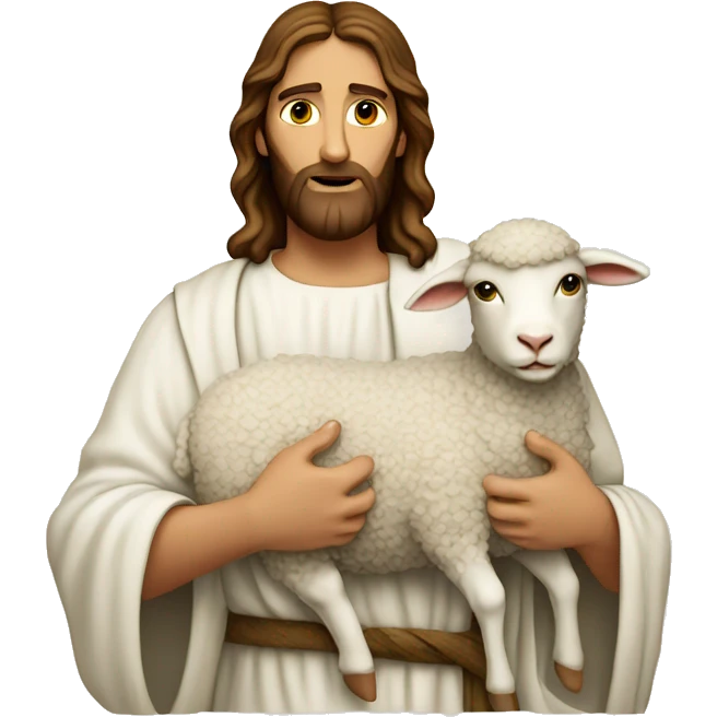 Jesus white face carrying a lamb emoji