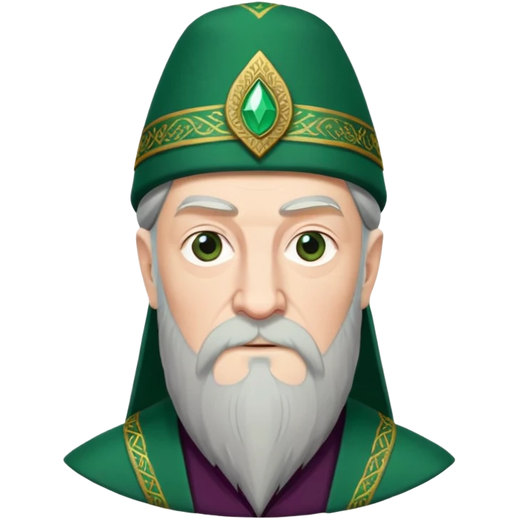 albus dumbledore from harry potter with green turkish fez hat and decorative motifs, no gem emoji