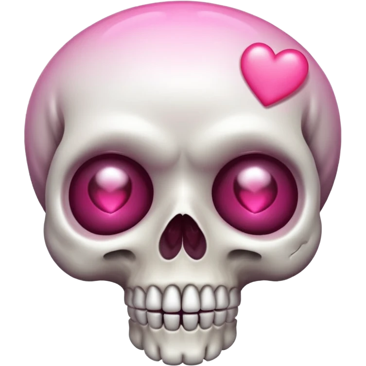 
Cute kawaii skull with a heart shaped pink  nose cartoon -style/cute and transparent for a sticker emoji