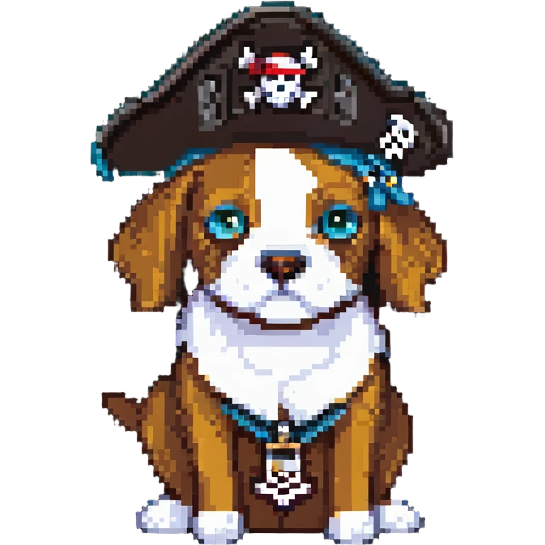 dog with a pirate patch over one eye and a pirate hat on emoji